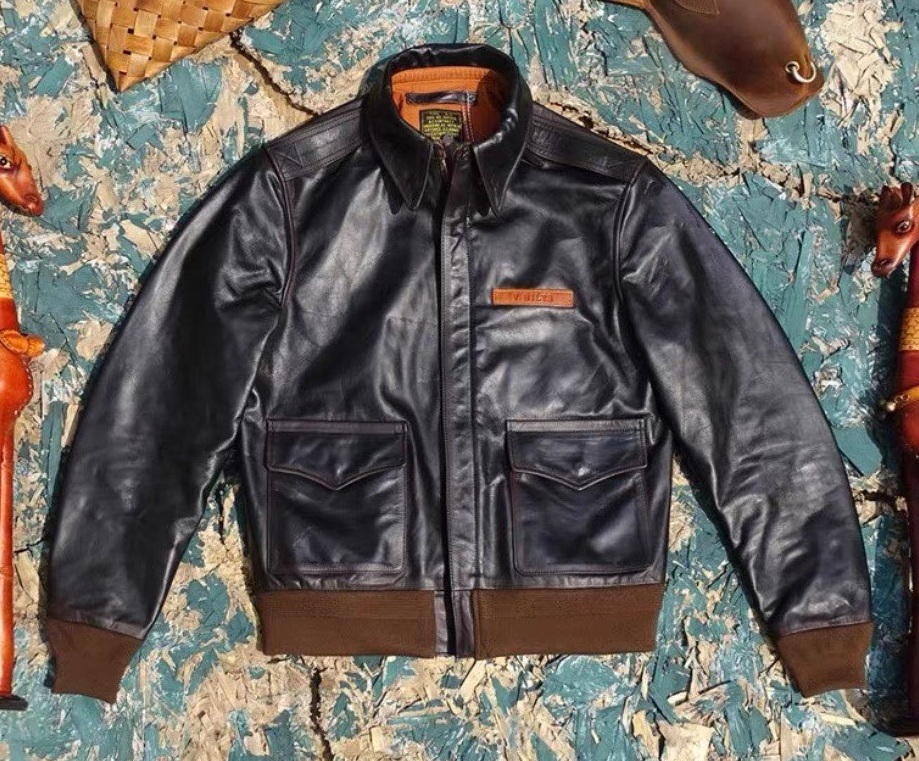 SALE 1.3mm 茶芯カウハイド復刻40's USAF TYPE A-2 V. HILTS フライトジャケット WWII 1942 大脱走 タンニン鞣し 牛革 4XLブラウン色拍卖