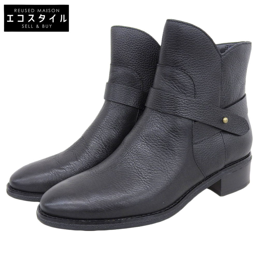 美品 COLE HAAN コールハーン ウァイリー ウォーターレジスタント ブーティー シューズ レディース ブラック 23.5cm W22038拍卖