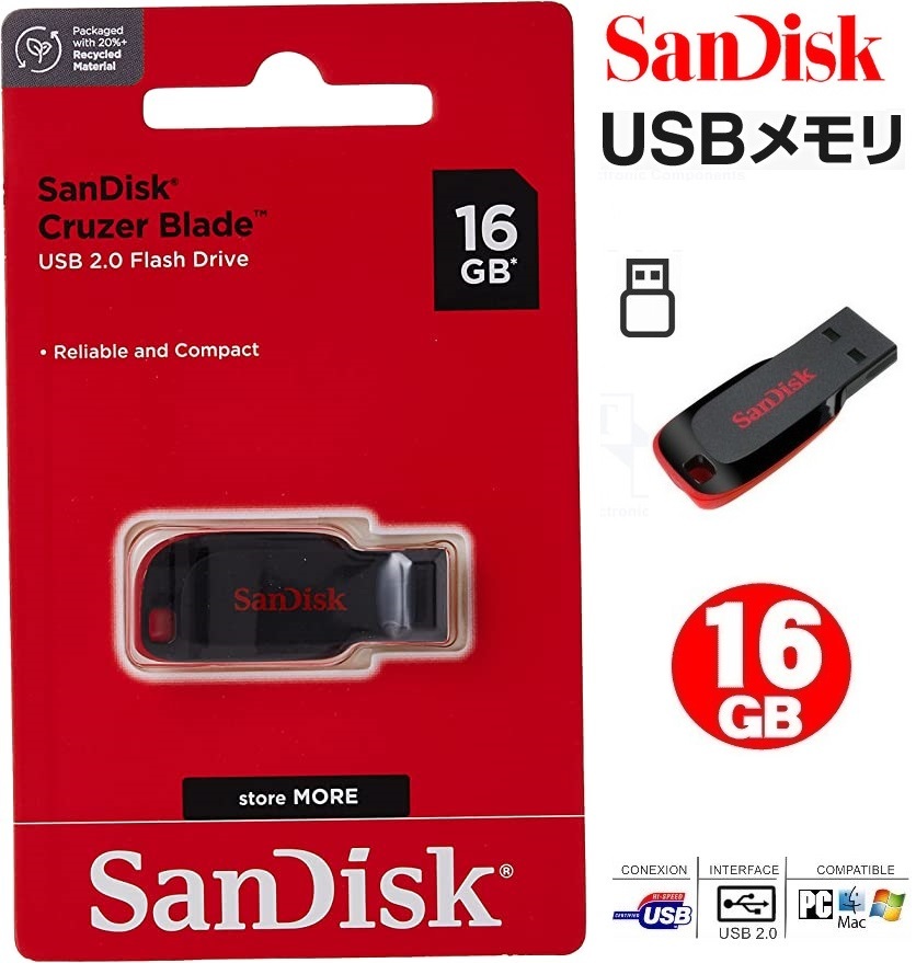 サンディスク USBメモリ 16GB Sandisk Cruzer Blade キャップレス USBフラッシュメモリー SDCZ50-016G-B35 クルーザーグライド拍卖