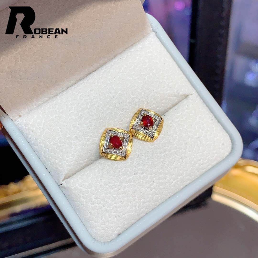 貴重 EU製 定価101万円★ROBEAN・ルビー・ピアス★ダイヤモンド パワーストーン 勝利の石 天然石 綺麗 華やか ギフト K18(18金)00125652拍卖