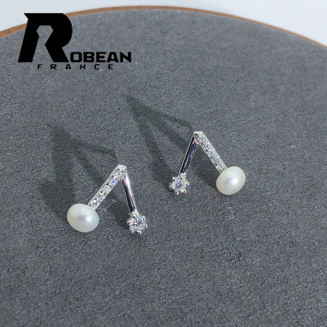 貴重 EU製 定価5万円★ROBEAN・淡水真珠・ピアス★天然パール パワーストーン s925 アコヤ真珠 本真珠 綺麗 オシャレ 4-4.5mm E30054089拍卖