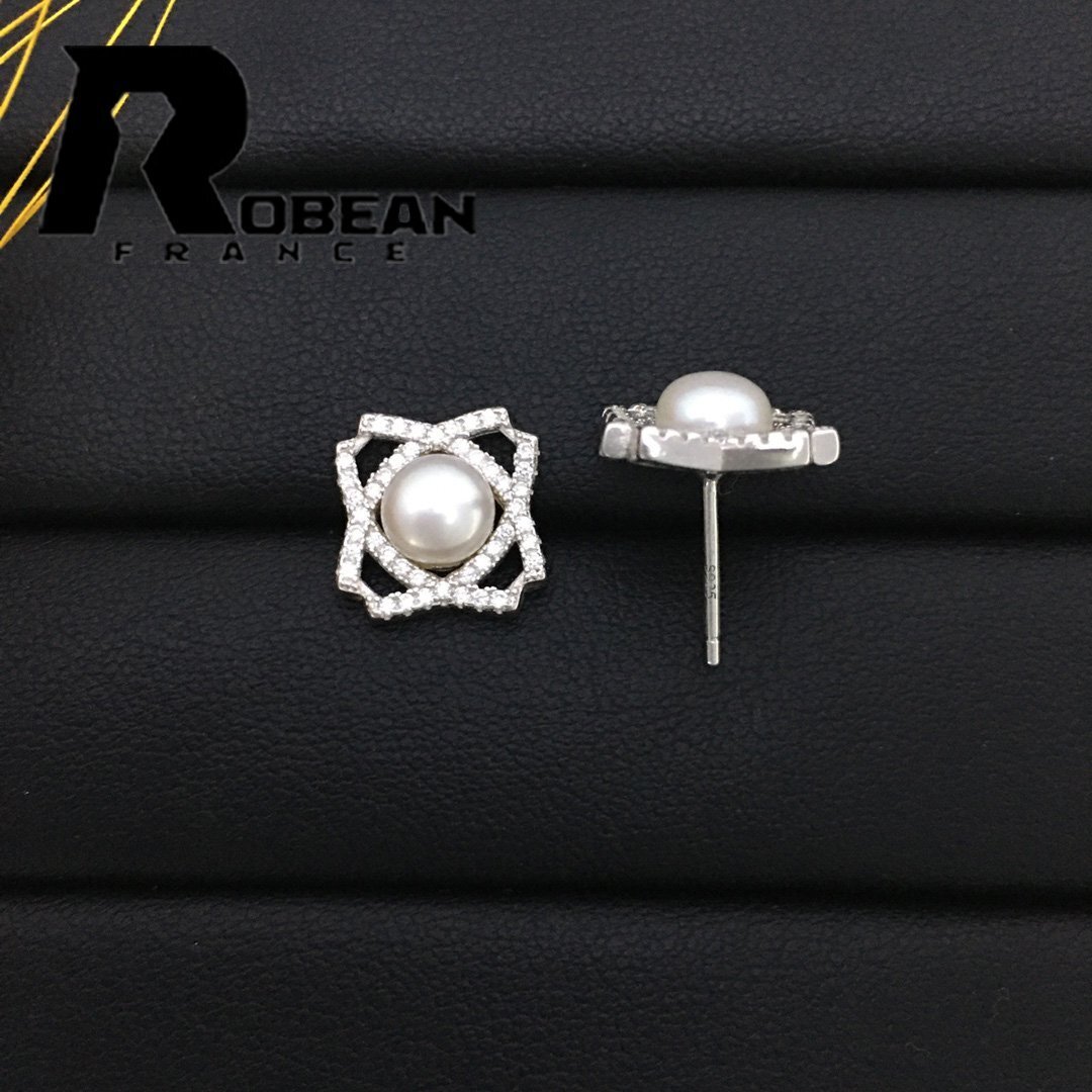 絶賛 EU製 定価6万円★ROBEAN・淡水真珠・ピアス★天然パール パワーストーン s925 アコヤ真珠 本真珠 綺麗 オシャレ 5.7*6.3mm E880612拍卖