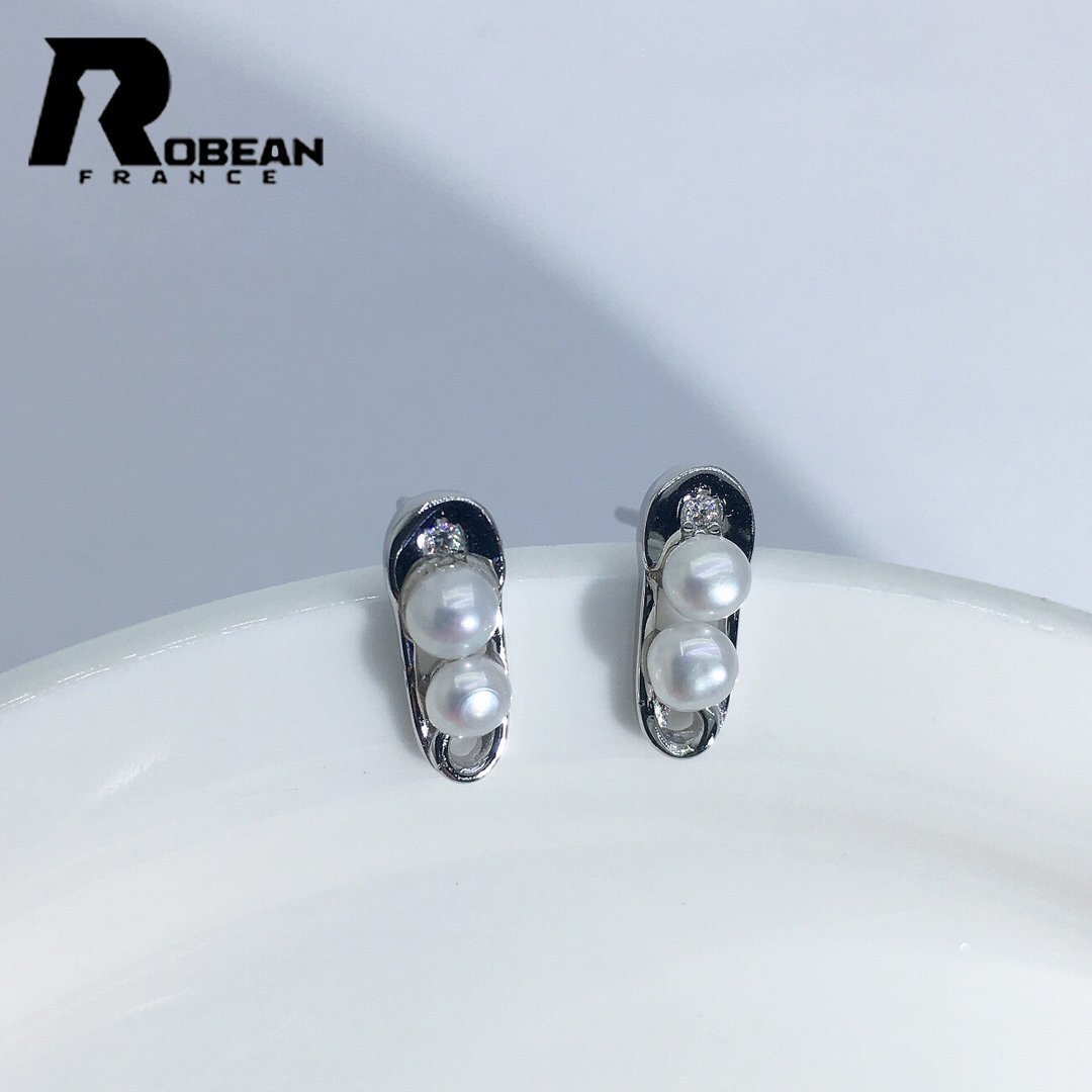 綺麗 EU製 定価5万円★ROBEAN・淡水真珠・ピアス★天然パール パワーストーン s925 アコヤ真珠 本真珠 綺麗 オシャレ 3.5-4mm E30044355拍卖