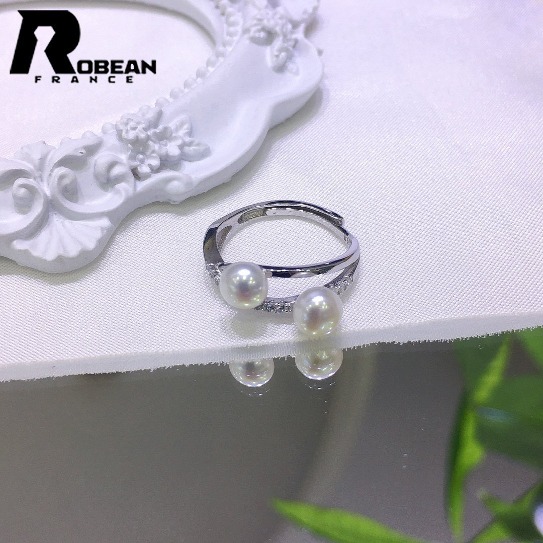 貴重 EU製 定価5万円★ROBEAN・真珠・リング★天然パール パワーストーン 指輪 アコヤ真珠 本真珠 シルバー925 6-6.5mm R11062168拍卖