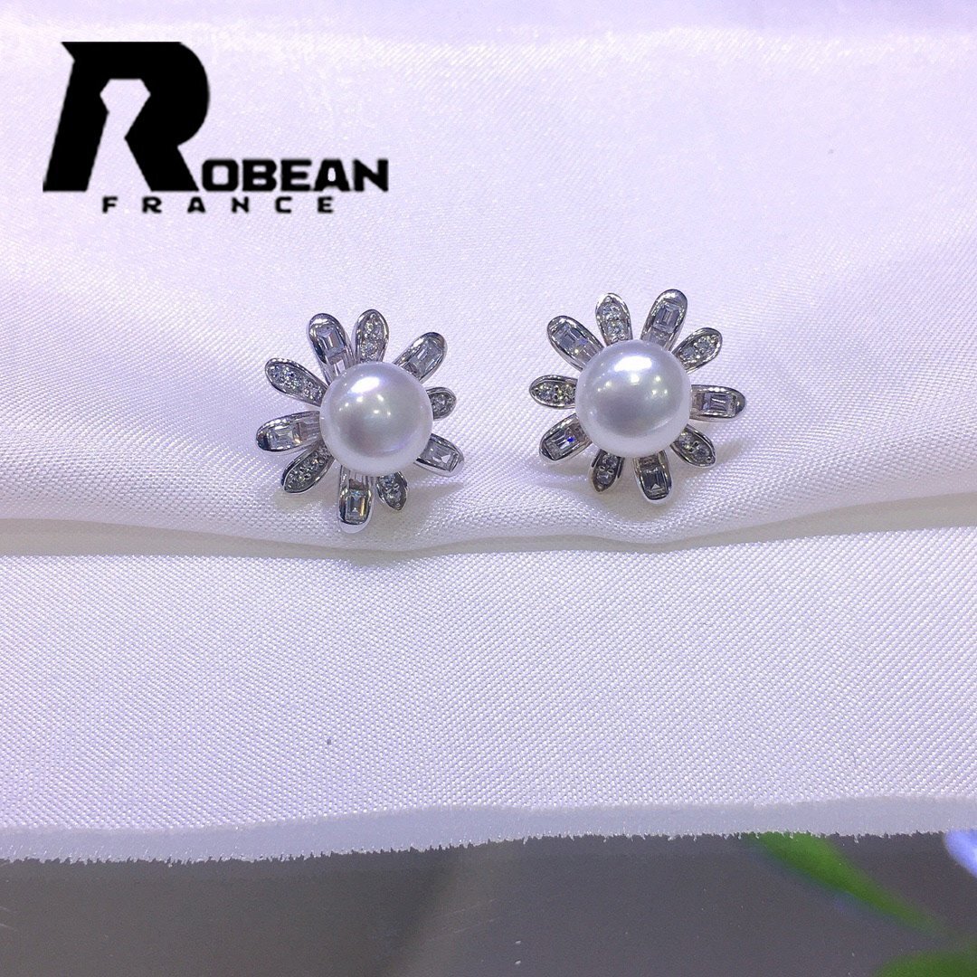 綺麗 EU製 定価7万円★ROBEAN・淡水真珠・ピアス★天然パール パワーストーン s925 アコヤ真珠 本真珠 綺麗 オシャレ 7.5-8mm E1008601拍卖