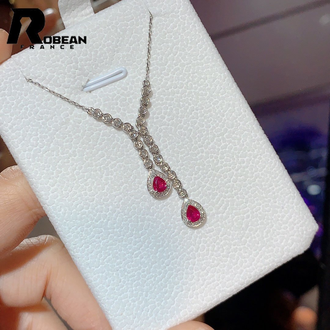 逸品 EU製 定価243万円★ROBEAN・ルビー・ダイヤモンド・ネックレス★ホワイトサファイア パワーストーン 天然石 綺麗 K18(18金)714015拍卖