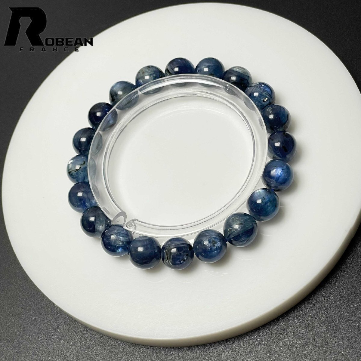 高級 EU製 定価14万円★ROBEAN・カイヤナイト★パワーストーン ブレスレット アクセサリー 天然石 原石 お守り 高級 9.6-10.1mm M0619618拍卖