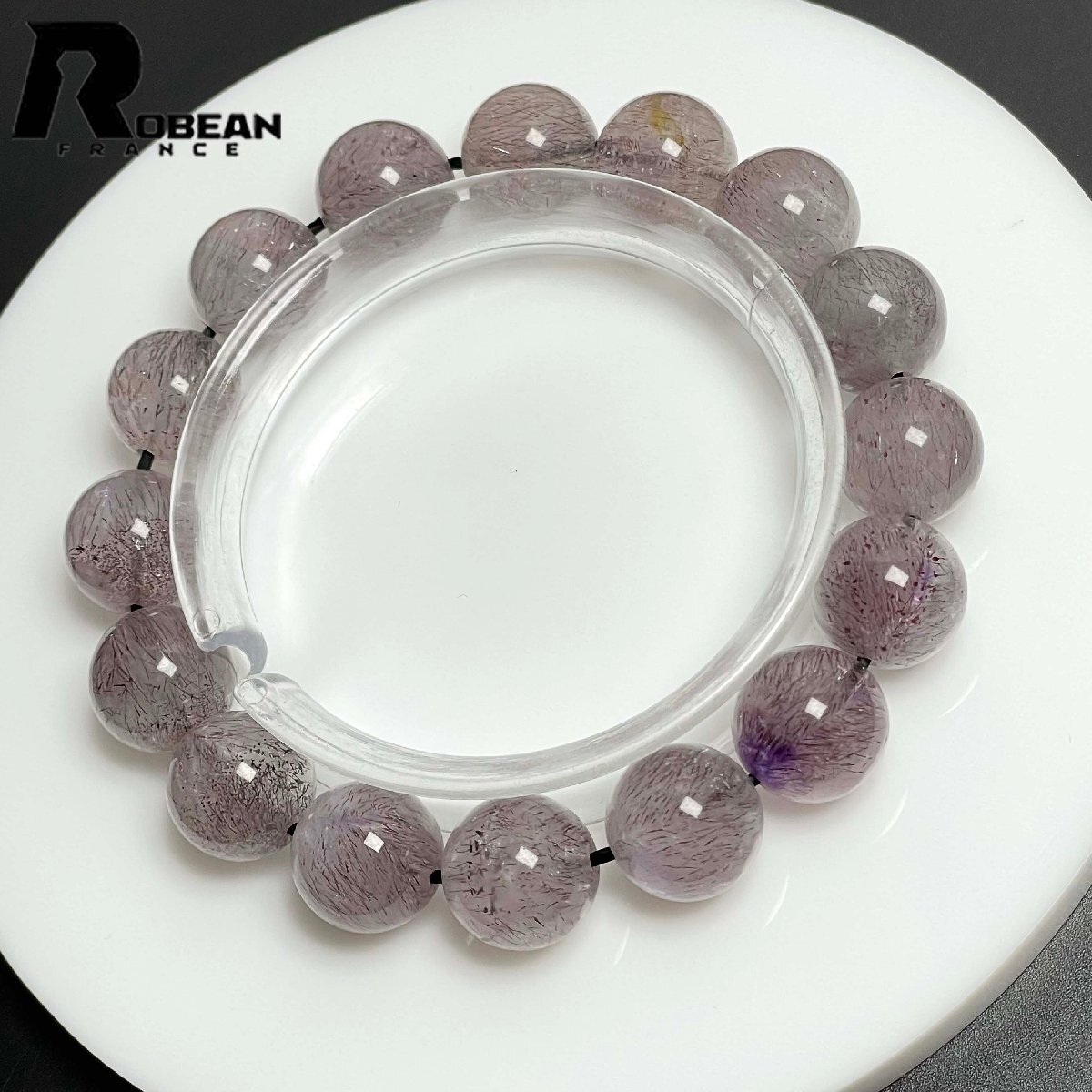 綺麗 EU製 定価24万円★ROBEAN・花火スーパーセブン・ブラック★パワーストーン ブレスレット 天然石 プレゼント 12.9-13.3mm M1016085拍卖