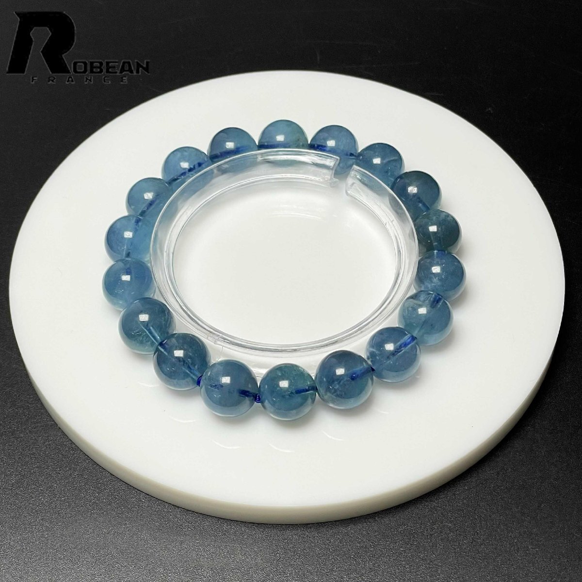 絶賛 EU製 定価14万円★ROBEAN・ブルーグリーンアクアマリン★パワーストーン ブレスレット 天然石 原石 お守り 11.3-11.7mm M0828439拍卖
