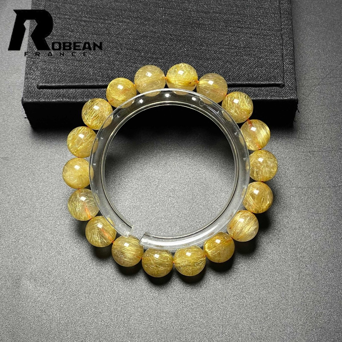 貴重 EU製 定価20万円★ROBEAN・極!極満針ルチルクォーツ★ブレスレット パワーストーン 天然石 綺麗 金運 お守り 10.8-11.2mm M0919492拍卖