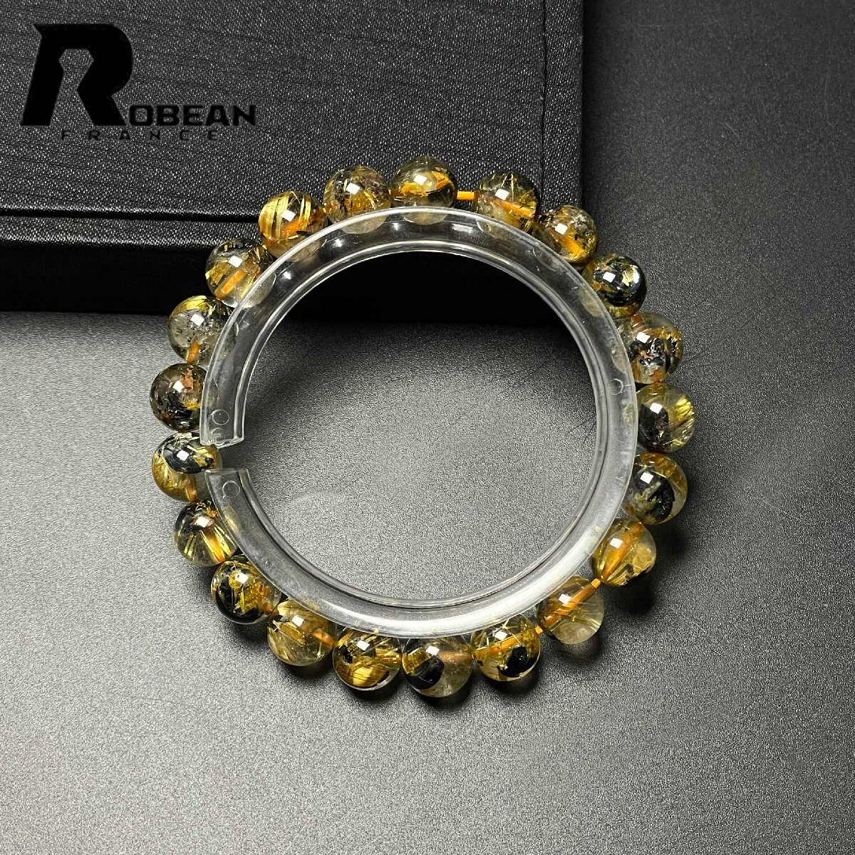 レア EU製 定価13万円★ROBEAN・太陽花タイチンルチル★黄金針水晶 金運 開運 ゴールド ブレスレット パワーストーン 8.7-9.2mm M1025845拍卖