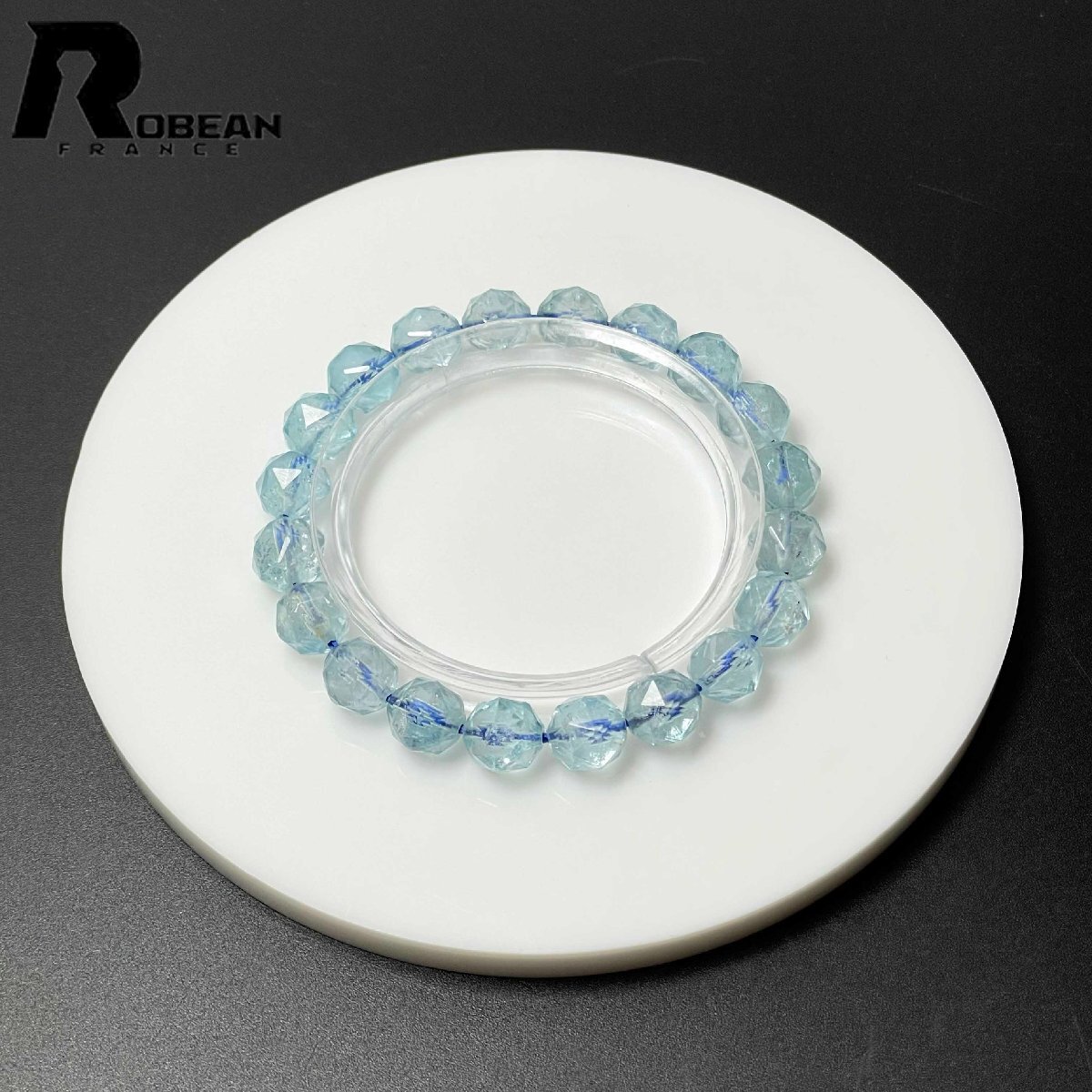 上級 EU製 定価11万円★ROBEAN・ブルートパーズ★スターカット ブレスレット パワーストーン 天然石 綺麗 お守り 8.3-9.1mm M0406831拍卖