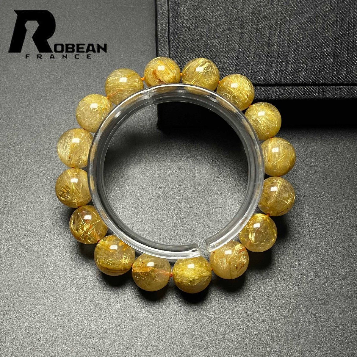 レア EU製 定価30万円★ROBEAN・極!極満針ルチルクォーツ★ブレスレット パワーストーン 天然石 綺麗 金運 お守り 12.9-13.8mm M1009647拍卖