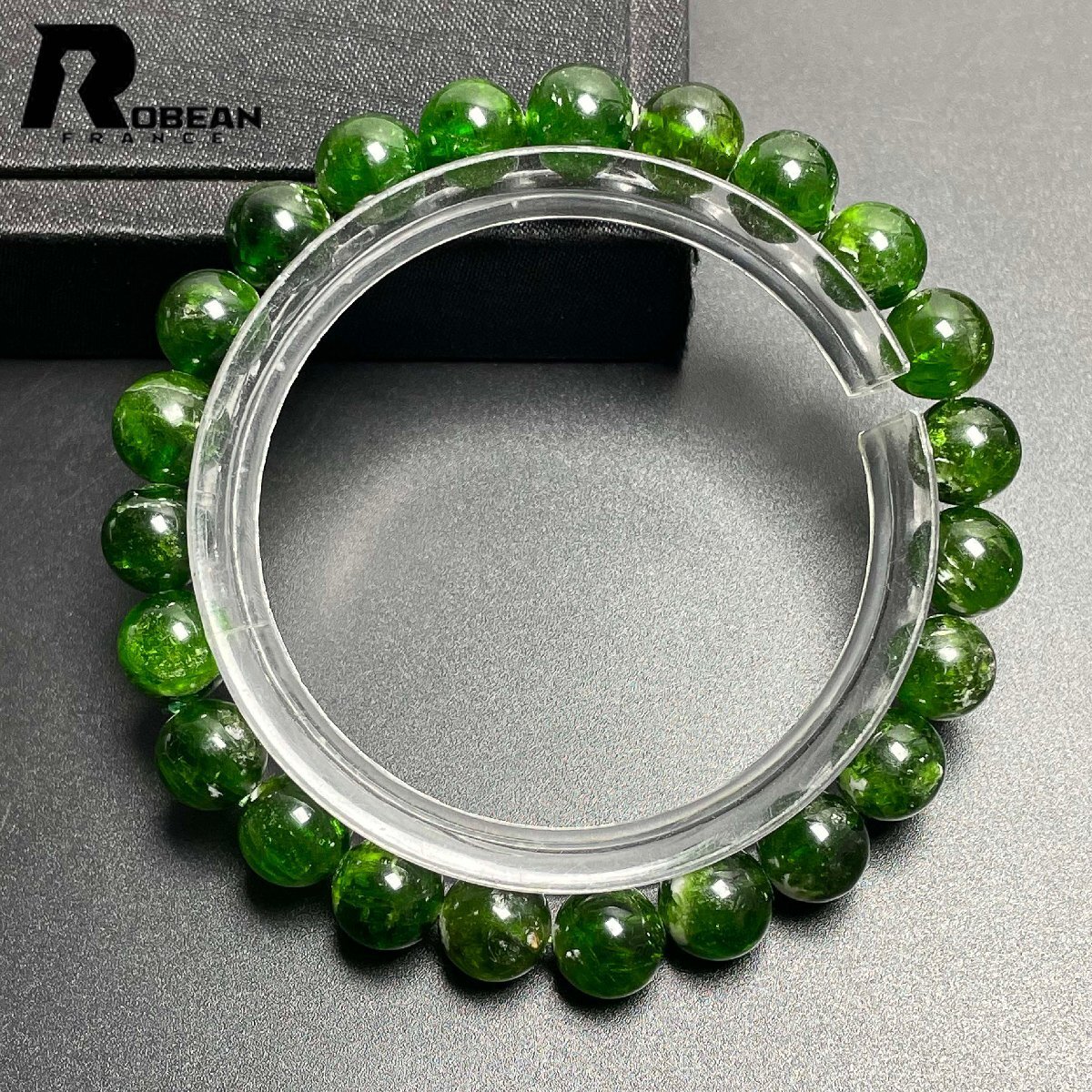 高級 EU製 定価10万円★ROBEAN・ダイオプサイド・ブレスレット★パワーストーン 天然石 アクセサリー 綺麗 オシャレ 8.3-8.7mm M1105339拍卖