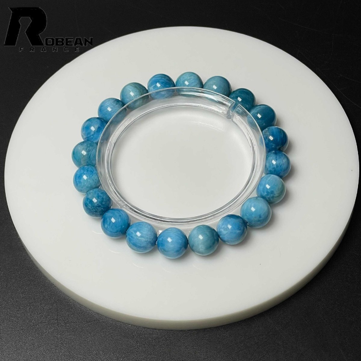希少 EU製 定価7万円★ROBEAN・アパタイト★猫目 パワーストーン ブレスレット 天然石 綺麗 お守り プレゼント 9.6-10.1mm M0729105拍卖