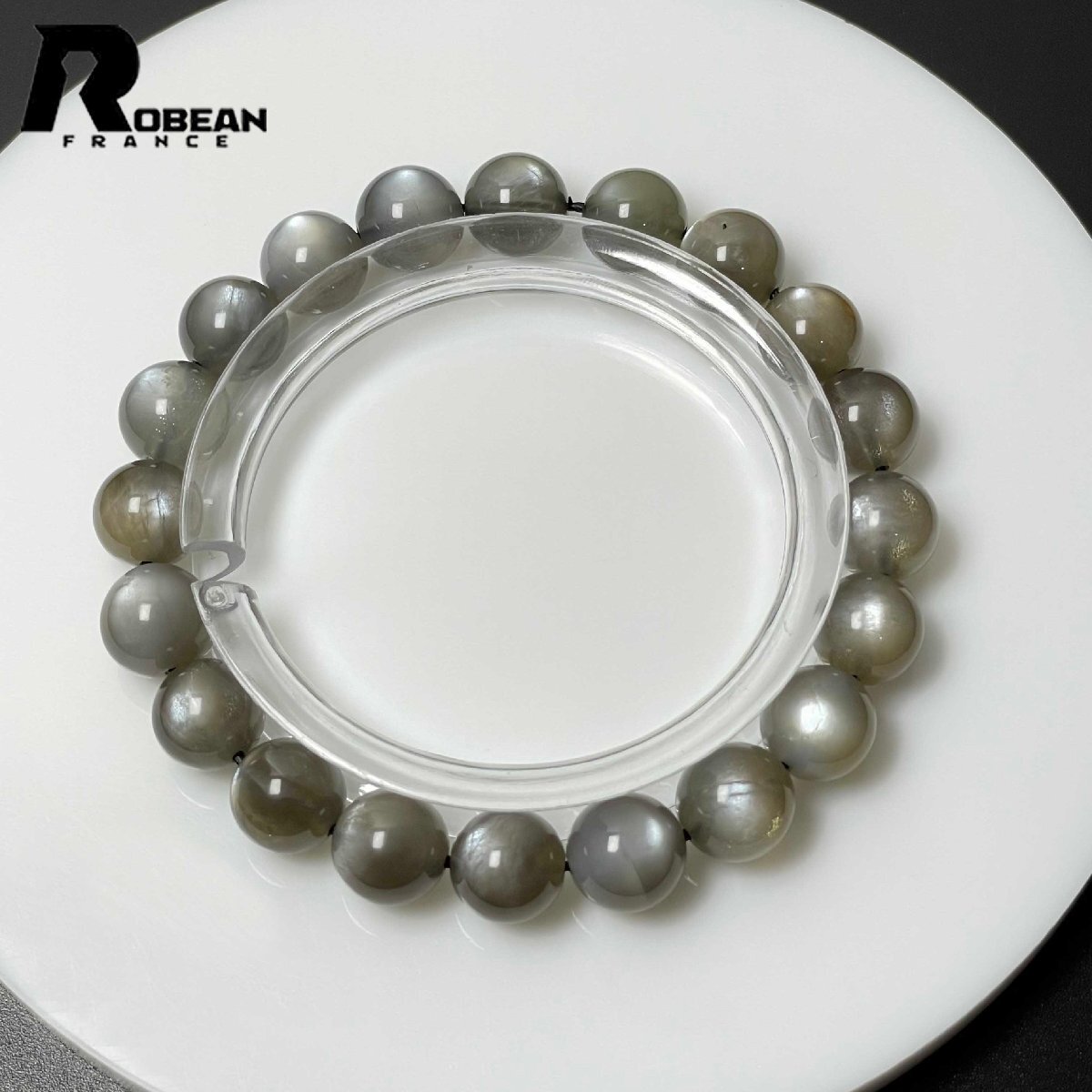上品 EU製 定価6万円★ROBEAN・グレーサンストーン★パワーストーン ブレスレット 天然石 高級 お守り ギフト 9.4-9.9mm L0227133拍卖