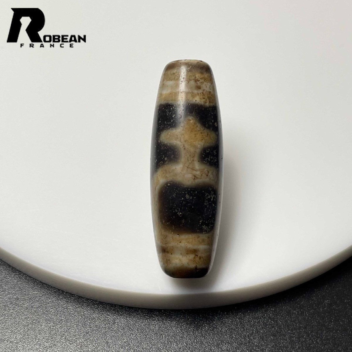 絶賛 EU製 定価6万円★ROBEAN・チベット天珠★パワーストーン アクセサリー 天然石 金運 お守り プレゼント 約38.3*13.2mm L0224120拍卖