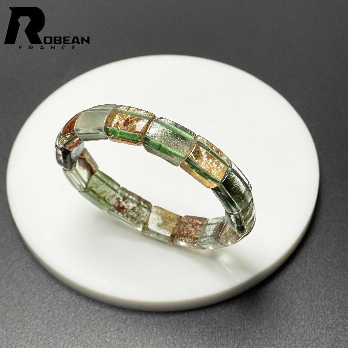 絶賛 EU製 定価7万円★ROBEAN・多彩なガーデンクォーツ★バングル パワーストーン 天然石 庭園水晶 浄化 綺麗 12.5*6.7mm M0408885拍卖