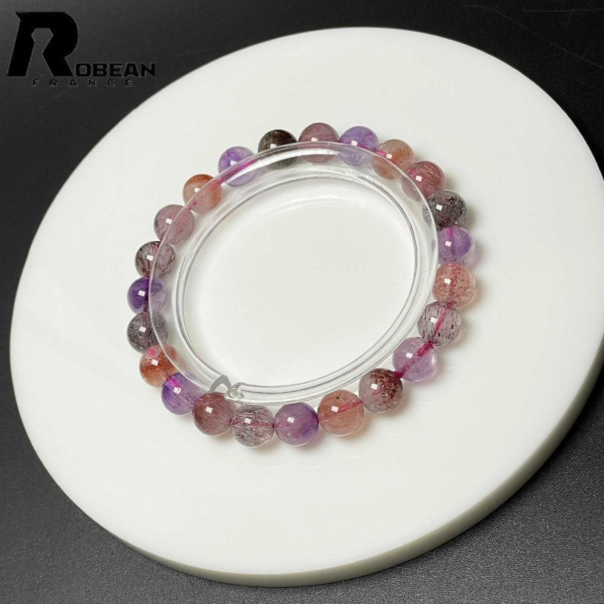 レア EU製 定価11万円★ROBEAN・スーパーセブン★パワーストーン ブレスレット 天然石 綺麗 お守り ギフト 7.7-8.3mm M0729094拍卖