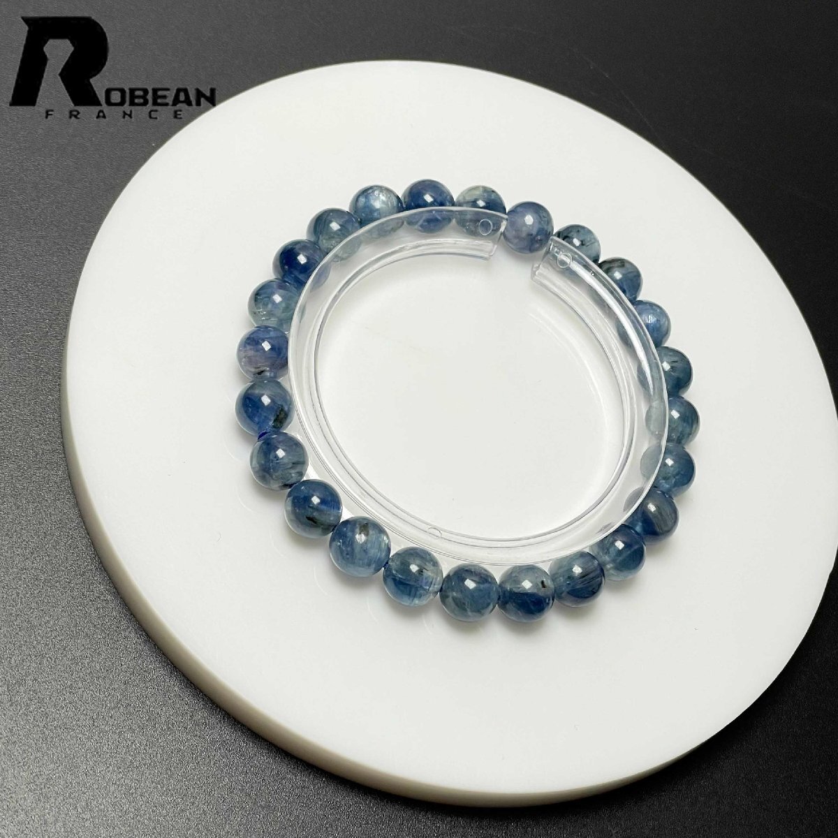 上級 EU製 定価11万円★ROBEAN・カイヤナイト★パワーストーン ブレスレット アクセサリー 天然石 原石 お守り 高級 8.1-8.4mm M0619625拍卖
