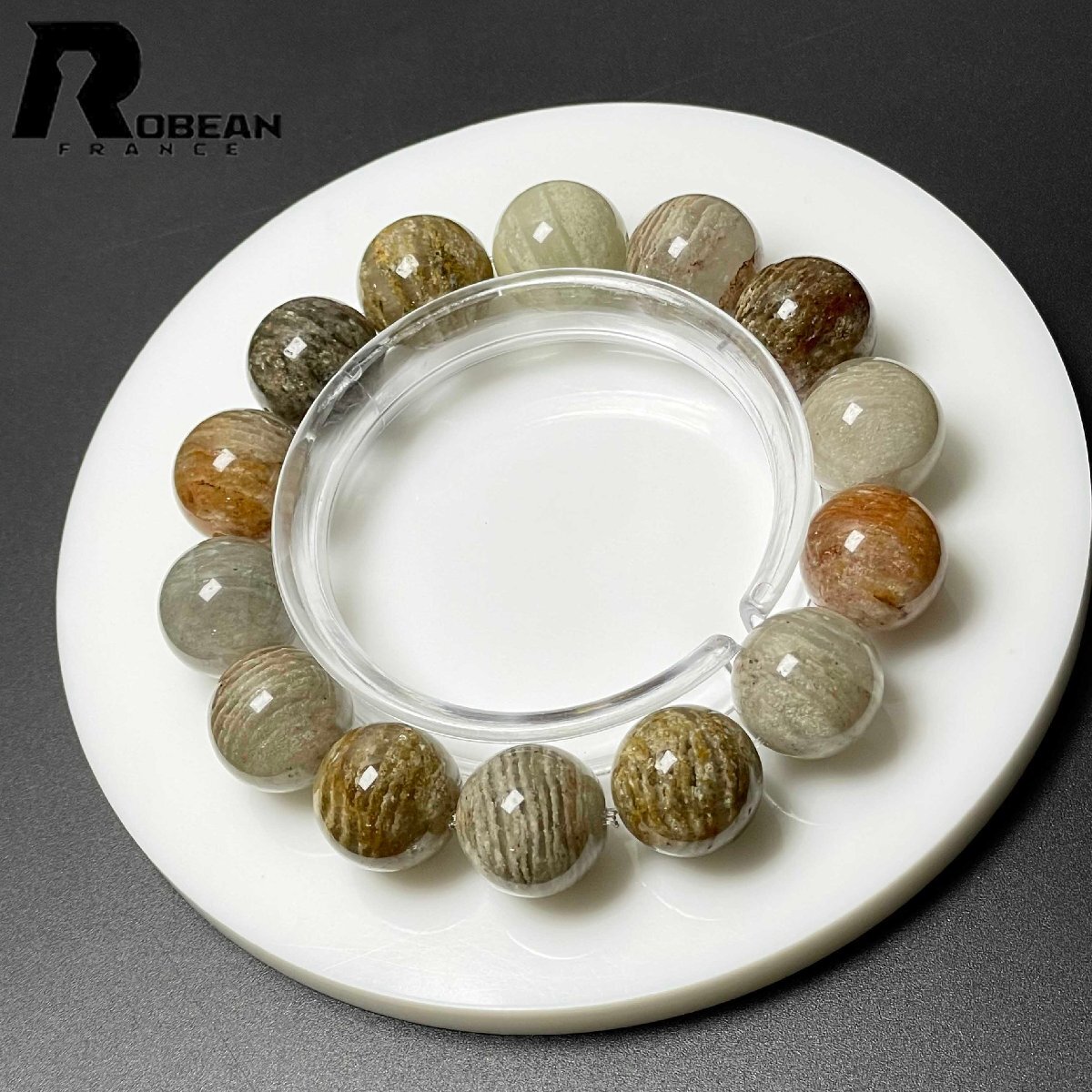 逸品 EU製 定価8万円★ROBEAN・千層ガーデンクォーツ★ブレスレット パワーストーン 天然石 庭園水晶 浄化 綺麗 15.9-16.2mm D0606407拍卖