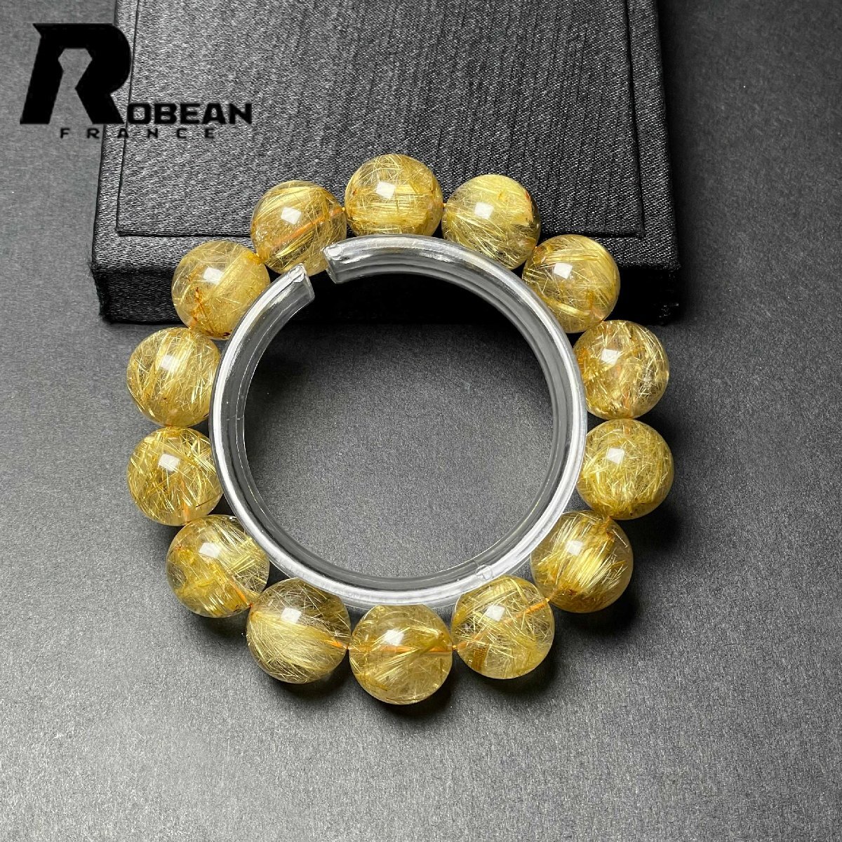 上品 EU製 定価168万円★ROBEAN・極!極満針ルチルクォーツ★ブレスレット パワーストーン 天然石 金運 お守り 15.6-16.4mm D1103941拍卖