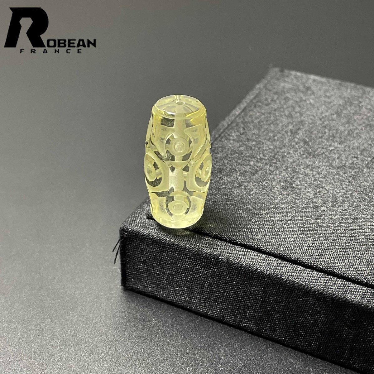 綺麗 EU製 定価7万円★ROBEAN・チベット天珠・シトリンファントム★パワーストーン アクセサリー 天然石 金運 約29.9*15.2mm M0405757拍卖