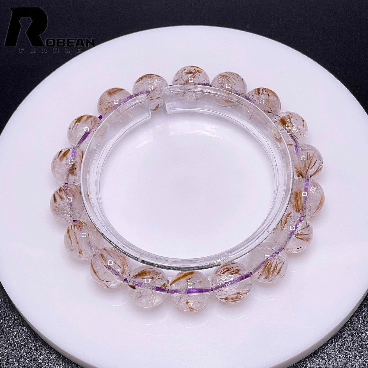 絶賛 EU製 定価10万円★ROBEAN・パープルトルマリン★パワーストーン ブレスレット 天然石 金運 浄化 開運 ギフト 11.3-11.8mm M913767拍卖