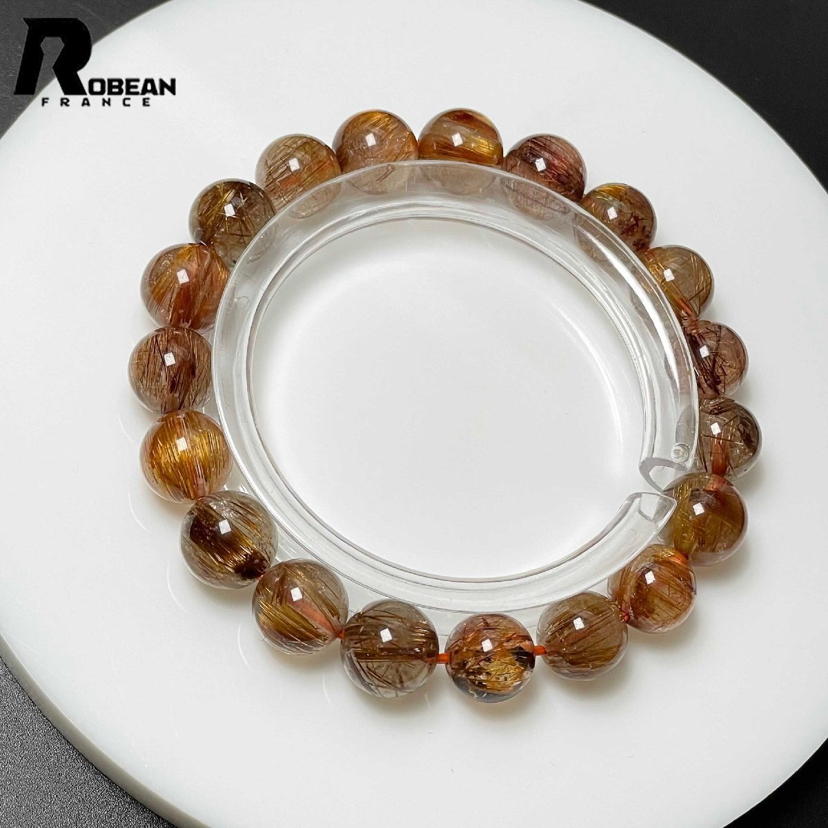 上級 EU製 定価11万円★ROBEAN・銅髪ルチルクォーツ★ブレスレット パワーストーン 天然石 綺麗 金運 お守り 10-10.9mm M0225379拍卖