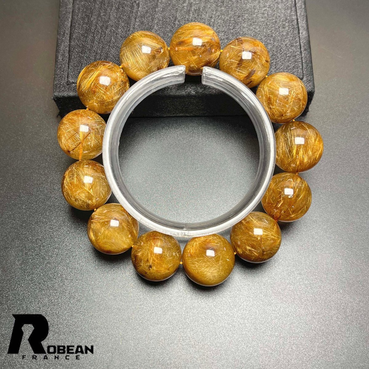 夢色 EU製 定価130万円★ROBEAN・銅髪ルチルクォーツ★ブレスレット パワーストーン 天然石 金運 お守り 17.9-19mm K1117228拍卖