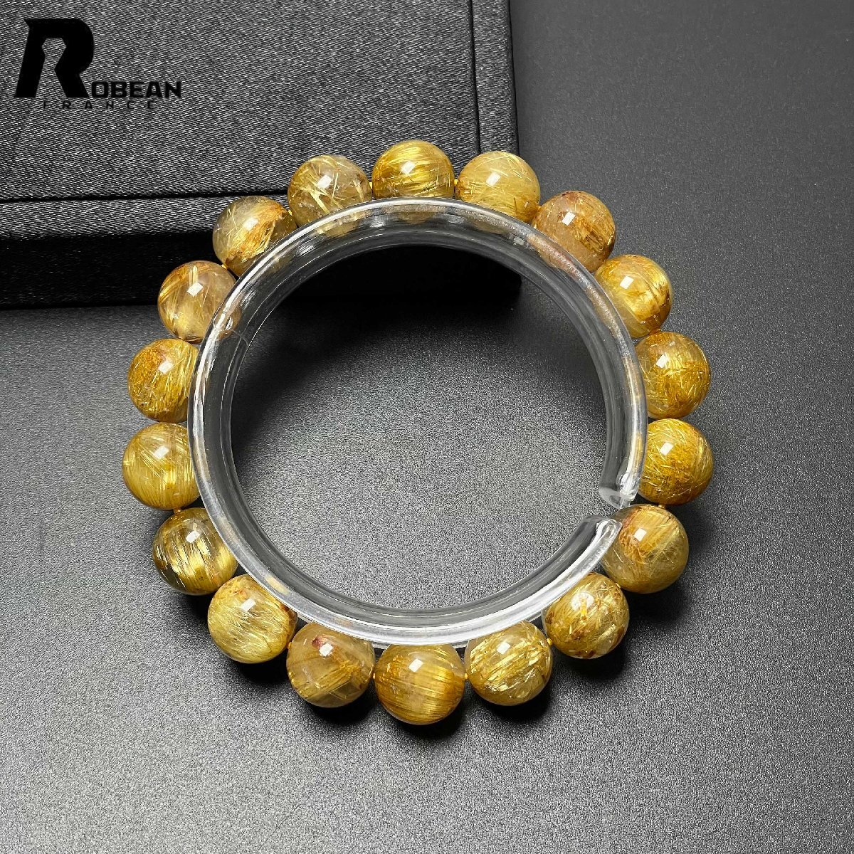 高級 EU製 定価23万円★ROBEAN・極!極満針ルチルクォーツ★ブレスレット パワーストーン 天然石 綺麗 金運 お守り 11.4-11.8mm M0421010拍卖