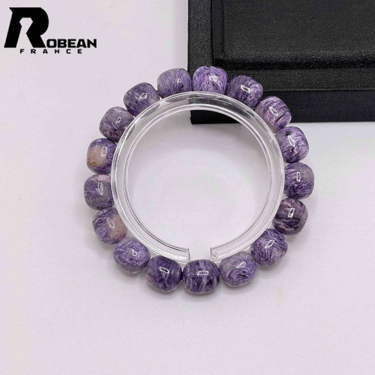 高級 EU製 定価19万円★ROBEAN・チャロアイト★天珠型ブレス パワーストーン 天然石 紫水晶 レア 高級 夢色 11*12mm M0630702拍卖