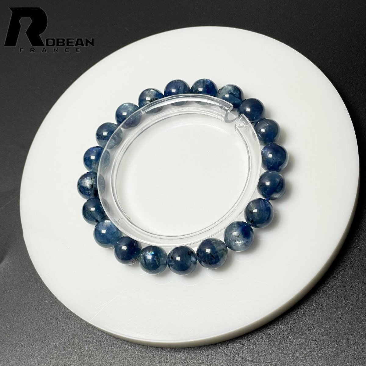 綺麗 EU製 定価14万円★ROBEAN・カイヤナイト★パワーストーン ブレスレット アクセサリー 天然石 原石 お守り 高級 9.5-10.1mm M0619620拍卖