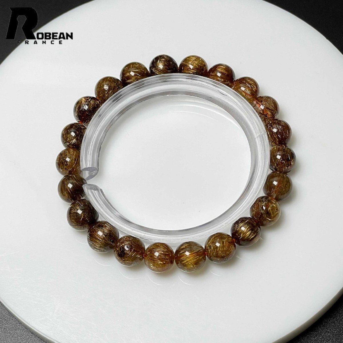 レア EU製 定価11万円★ROBEAN・猫目銅髪ルチルクォーツ★ブレスレット パワーストーン 天然石 綺麗 金運 お守り 7.9-8.6mm M0225389拍卖