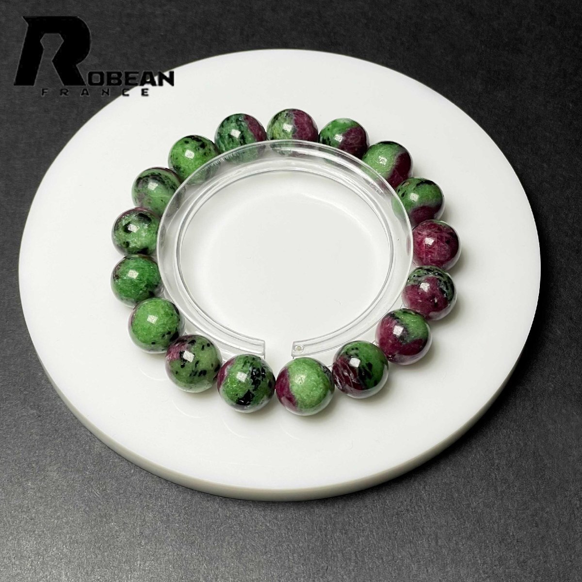 高級 EU製 定価13万円★ROBEAN・ルビーインゾイサイト★パワーストーン ブレスレット 天然石 原石 綺麗 高級 お守り 11.9-12.3mm M1103924拍卖