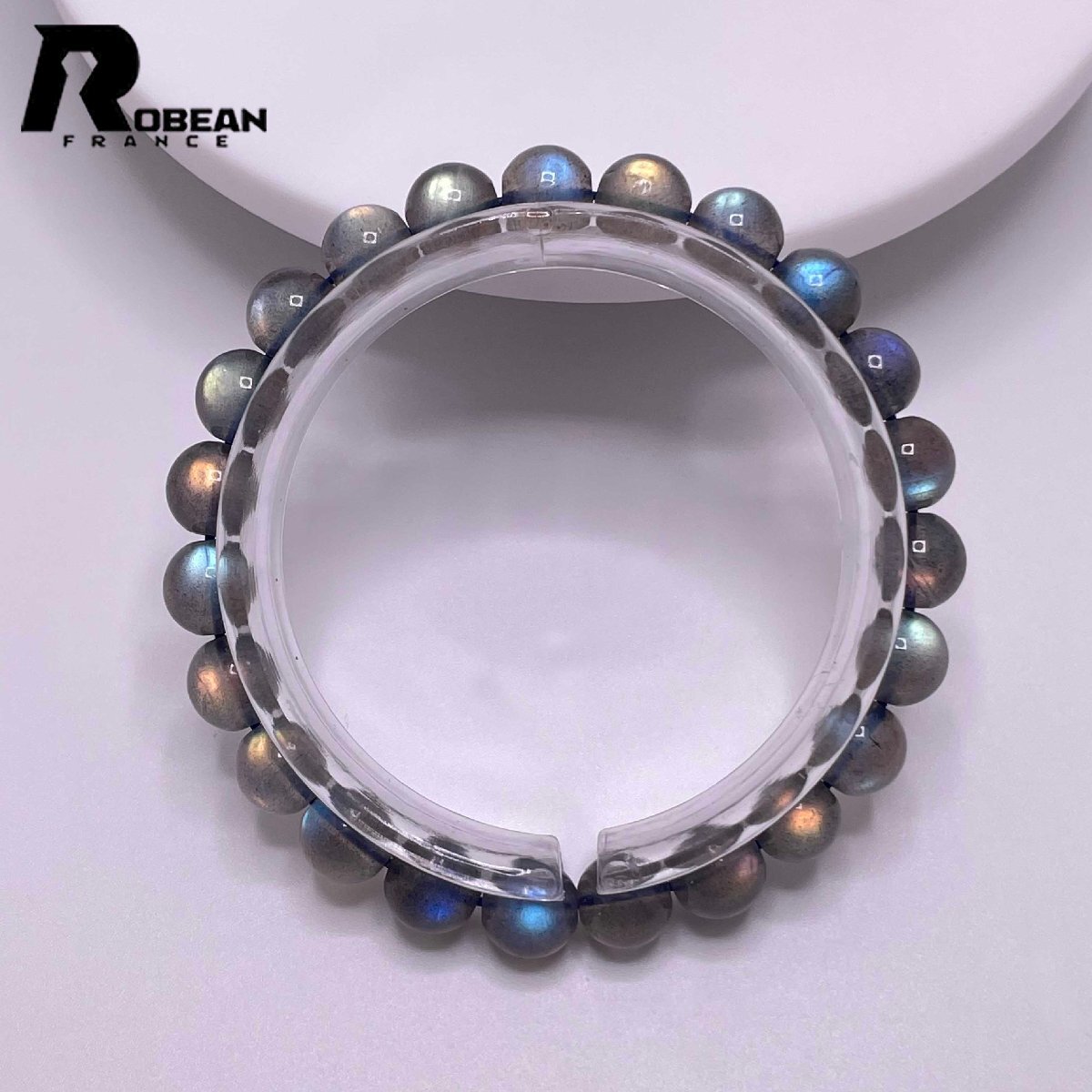 綺麗 EU製 定価8万円★ROBEAN・レインボーラブラドライト★パワーストーン ブレスレット アクセサリー 幸運 開運 浄化 8.2-8.8mm M0120073拍卖