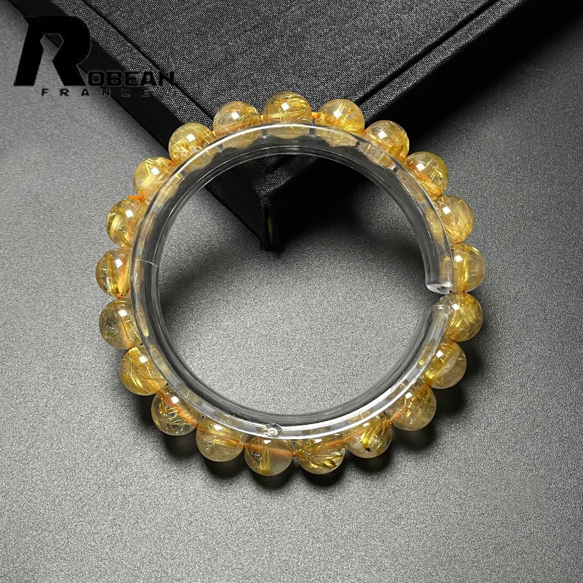 上品 EU製 定価11万円★ROBEAN・極!極満針ルチルクォーツ★ブレスレット パワーストーン 天然石 綺麗 金運 お守り 9.3-9.8mm M084250拍卖