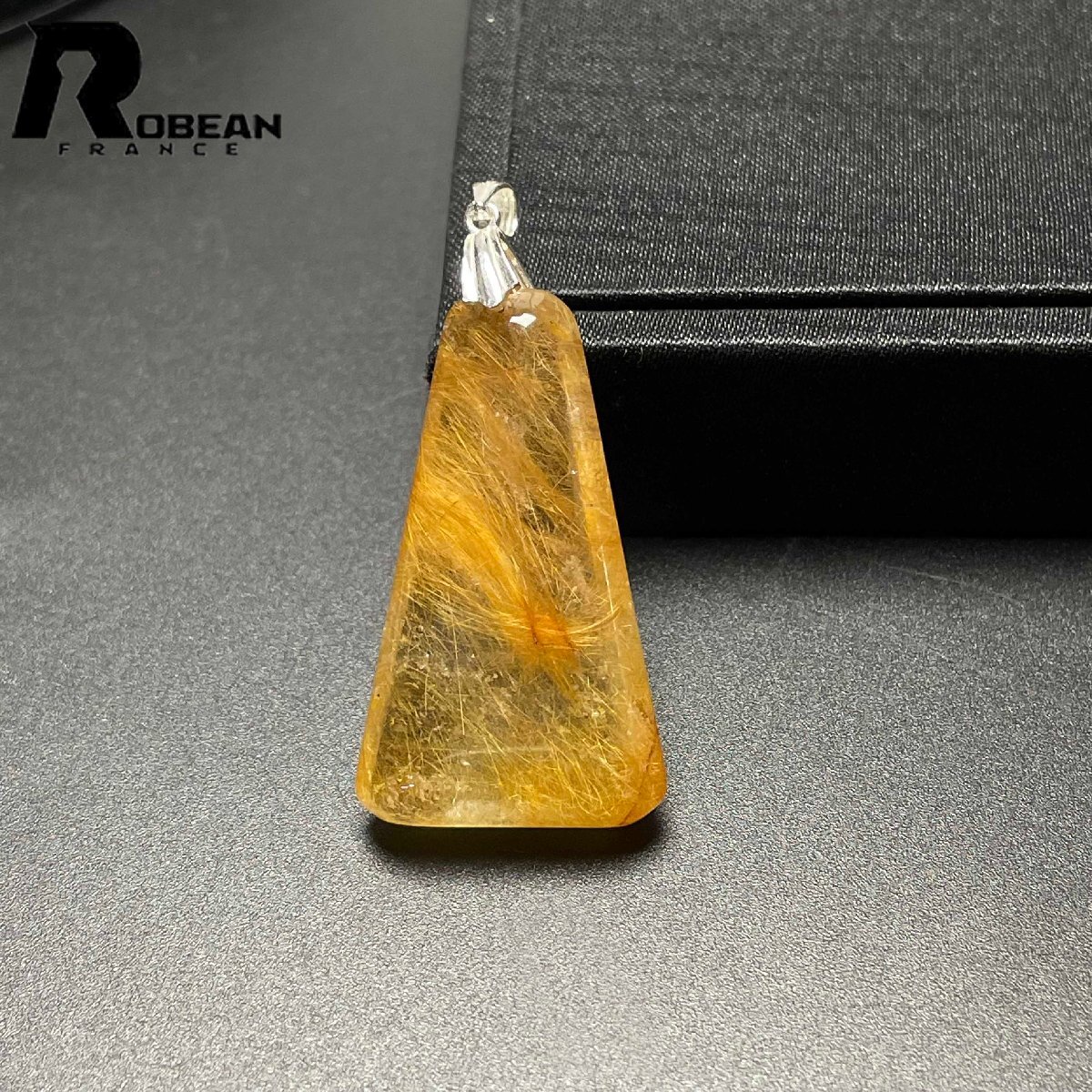 夢色 EU製 定価6万円★ROBEAN・タイチンルチルペンダント★黄金針水晶 ゴールド アクセサリー 九星開運天然石 36.9*20.7*8.6mm M085276拍卖