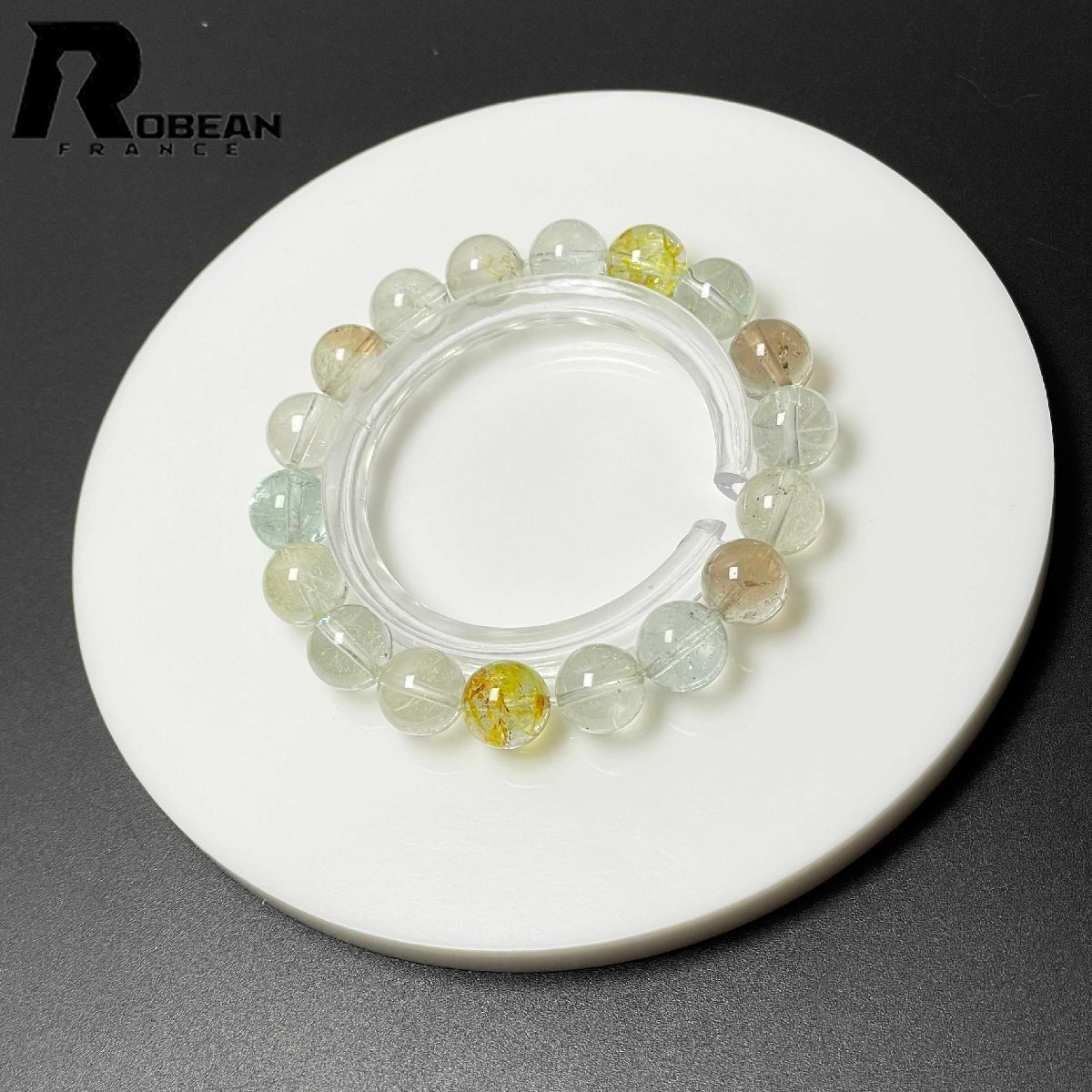 レア EU製 定価8万円★ROBEAN・トパーズ★パワーストーン ブレスレット 天然石 原石 マルチカラー 綺麗 お守り 9.9-10.3mm M0406825拍卖