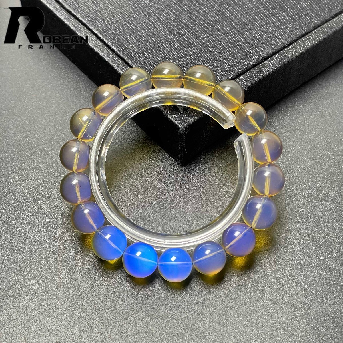 上級 EU製 定価11万円★ROBEAN・ブルーアンバー・琥珀★ブレスレット パワーストーン 天然石 綺麗 お守り ギフト 10.3-10.7mm M0521292拍卖