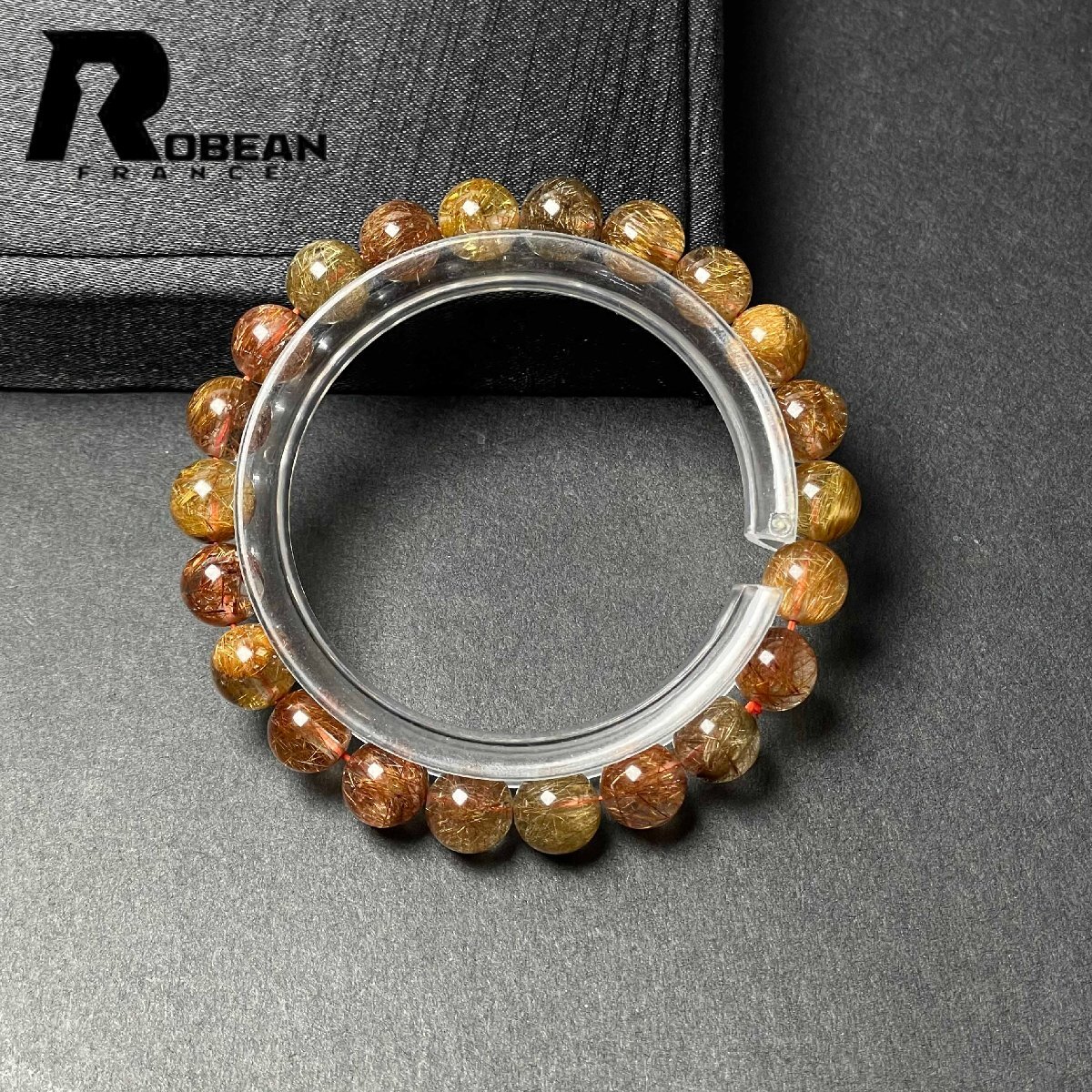 絶賛 EU製 定価7万円★ROBEAN・カラフルブラウンルチルクォーツ★ブレスレット パワーストーン 天然石 綺麗 金運 8.2-8.7mm M1103919拍卖