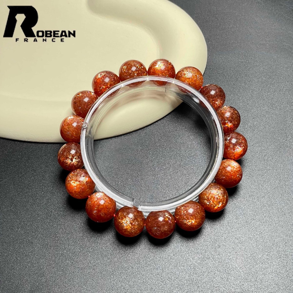 貴重 EU製 定価165万円★ROBEAN・サンストーン★パワーストーン ブレスレット アクセサリー 太陽石 勝利 金運 11.8-12.7mm D0922546拍卖