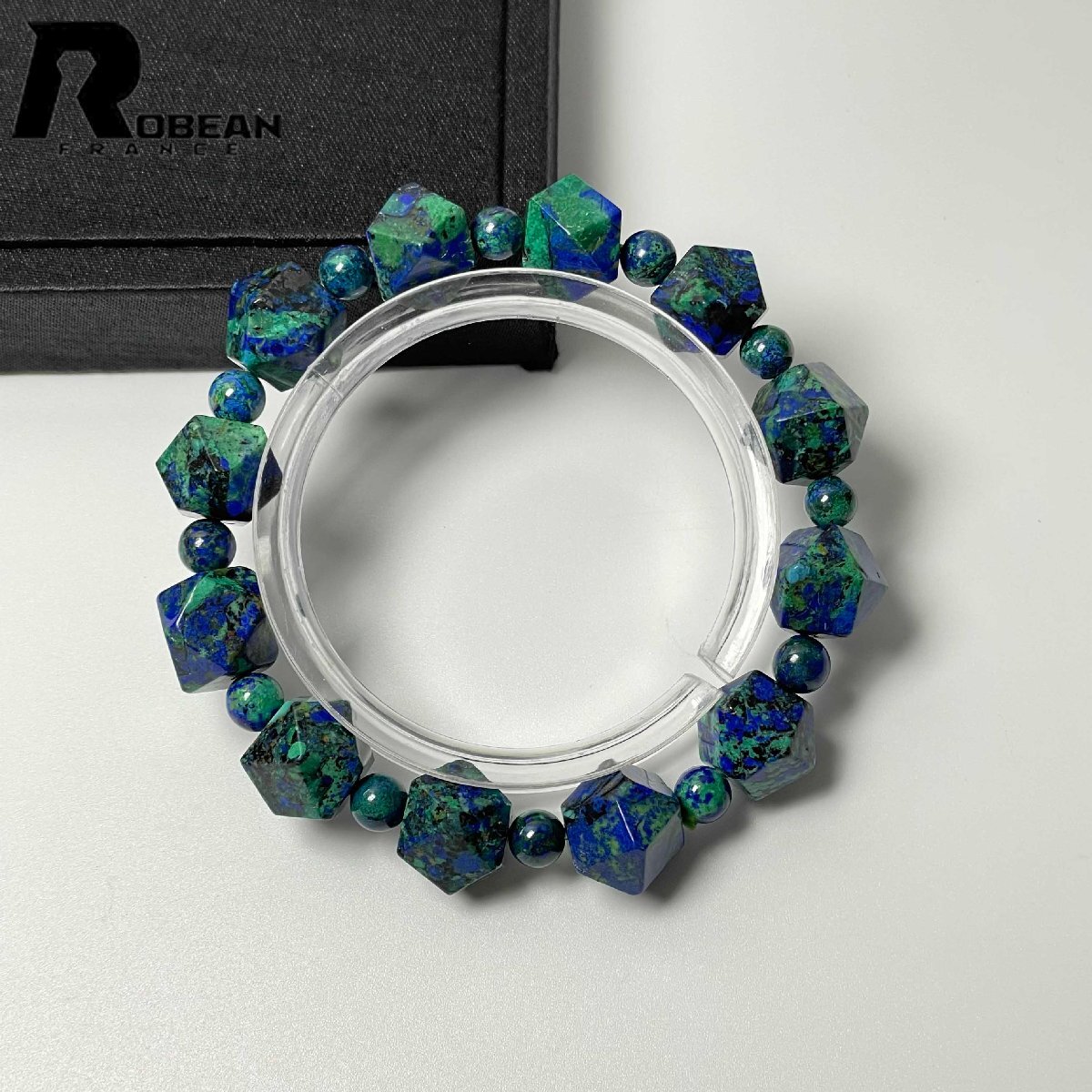 夢色 EU製 定価12万円★ROBEAN・アズロマラカイト★共生鉱 スターカットブレス パワーストーン 天然石 綺麗 お守り 11.1*11.3mm D0618602拍卖
