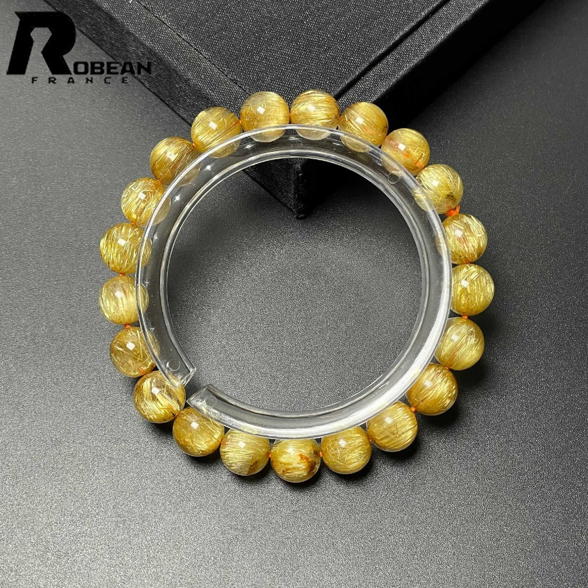夢色 EU製 定価72万円★ROBEAN・極!極満針ルチルクォーツ★ ブレスレット パワーストーン 天然石 金運 お守り 8.8-9.3mm D0711836拍卖