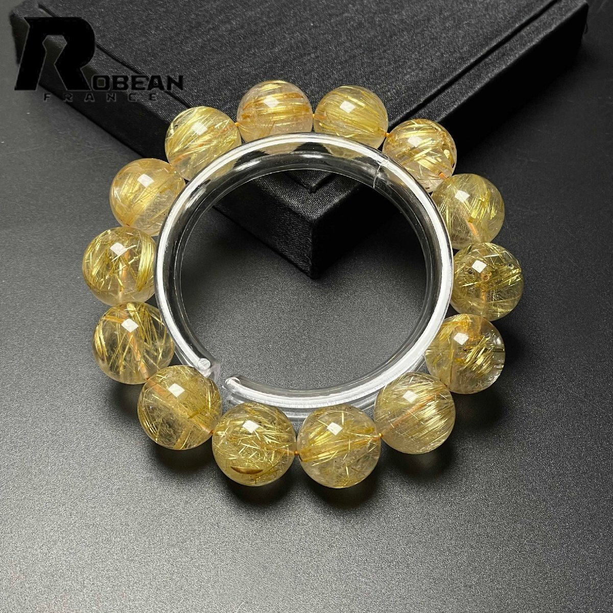 レア EU製 定価28万円★ROBEAN・極!極満針ルチルクォーツ★ ブレスレット パワーストーン 天然石 金運 お守り 15.8-16.5mm D1117042拍卖