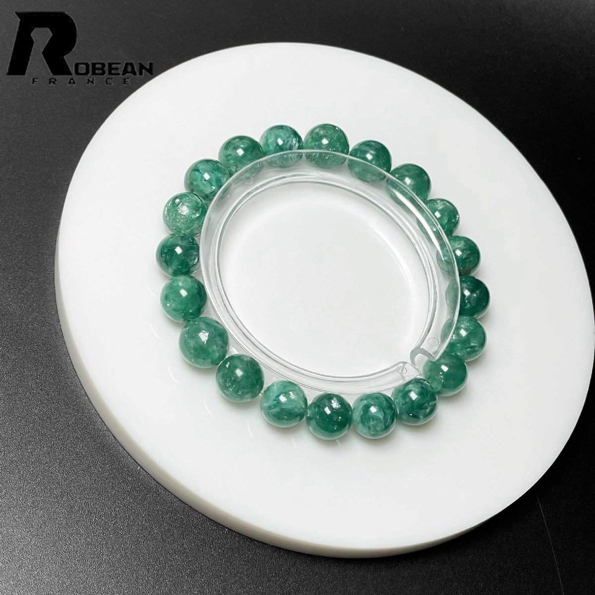 貴重 EU製 定価35万円★ROBEAN・グリーンマイカ★パワーストーン アクセサリー 雲母石 天然石 きれいめ 約9.3-10.2mm D0725033拍卖