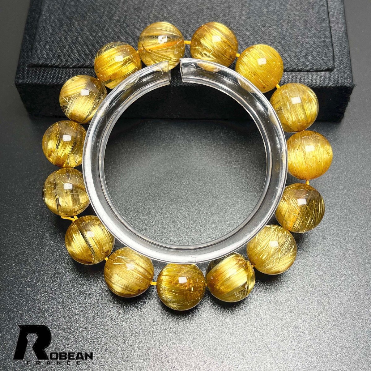 上級 EU製 定価541万円★ROBEAN・極!極満針ルチルクォーツ★猫目 ブレスレット パワーストーン 天然石 金運 お守り 13.3-13.8mm D0401769拍卖