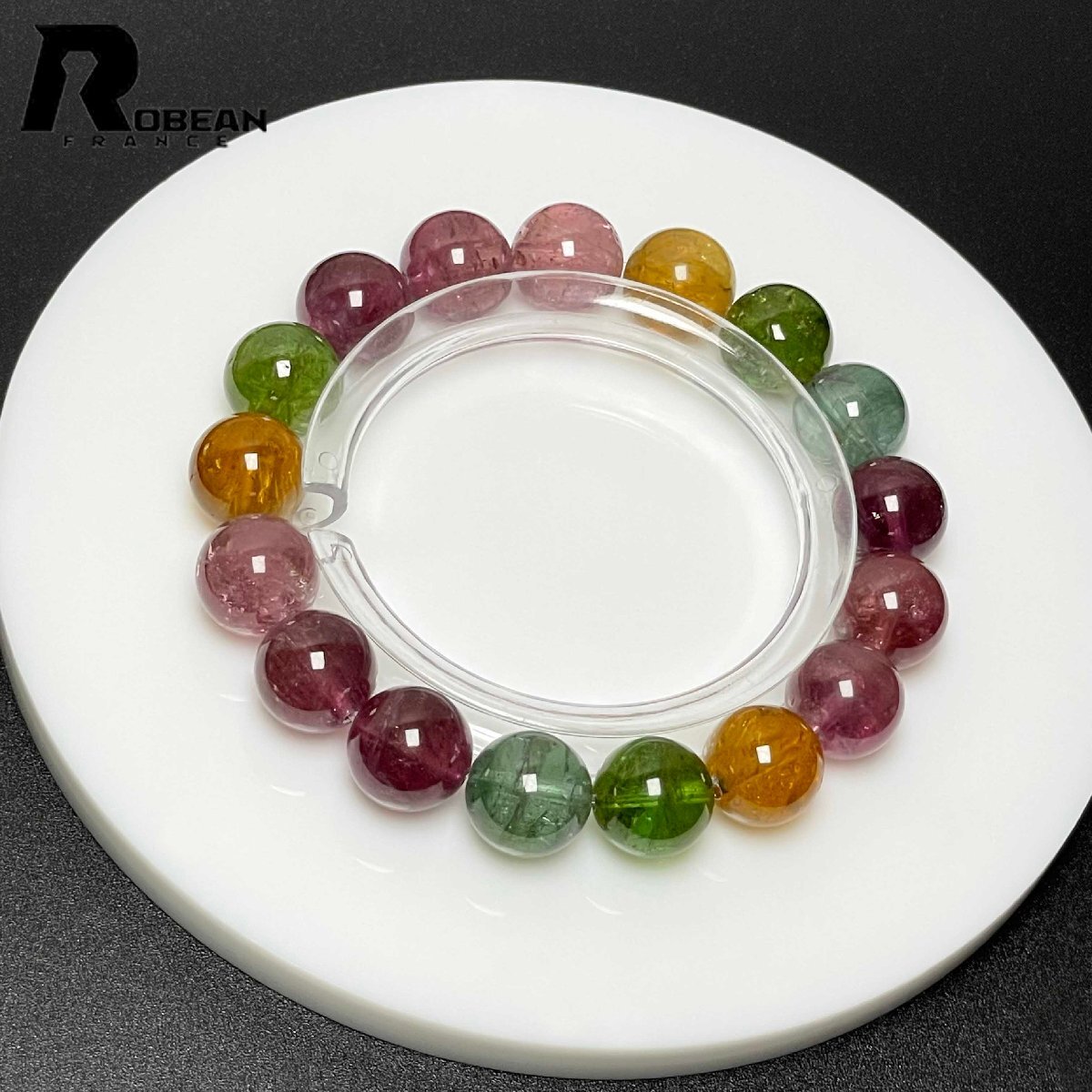 上品 EU製 定価273万円★ROBEAN・ミックスカラートルマリン★アクセサリー ブレスレット パワーストーン 天然石 約12-12.3mm D0402332拍卖