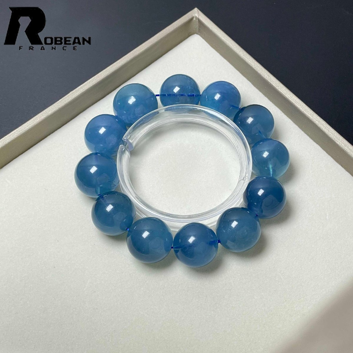 上級EU製 定価148万円★ROBEAN・スターブラックアクアマリン★パワーストーン ブレスレット 天然石 原石 綺麗 お守り 18.8-21.2mm D0516234拍卖