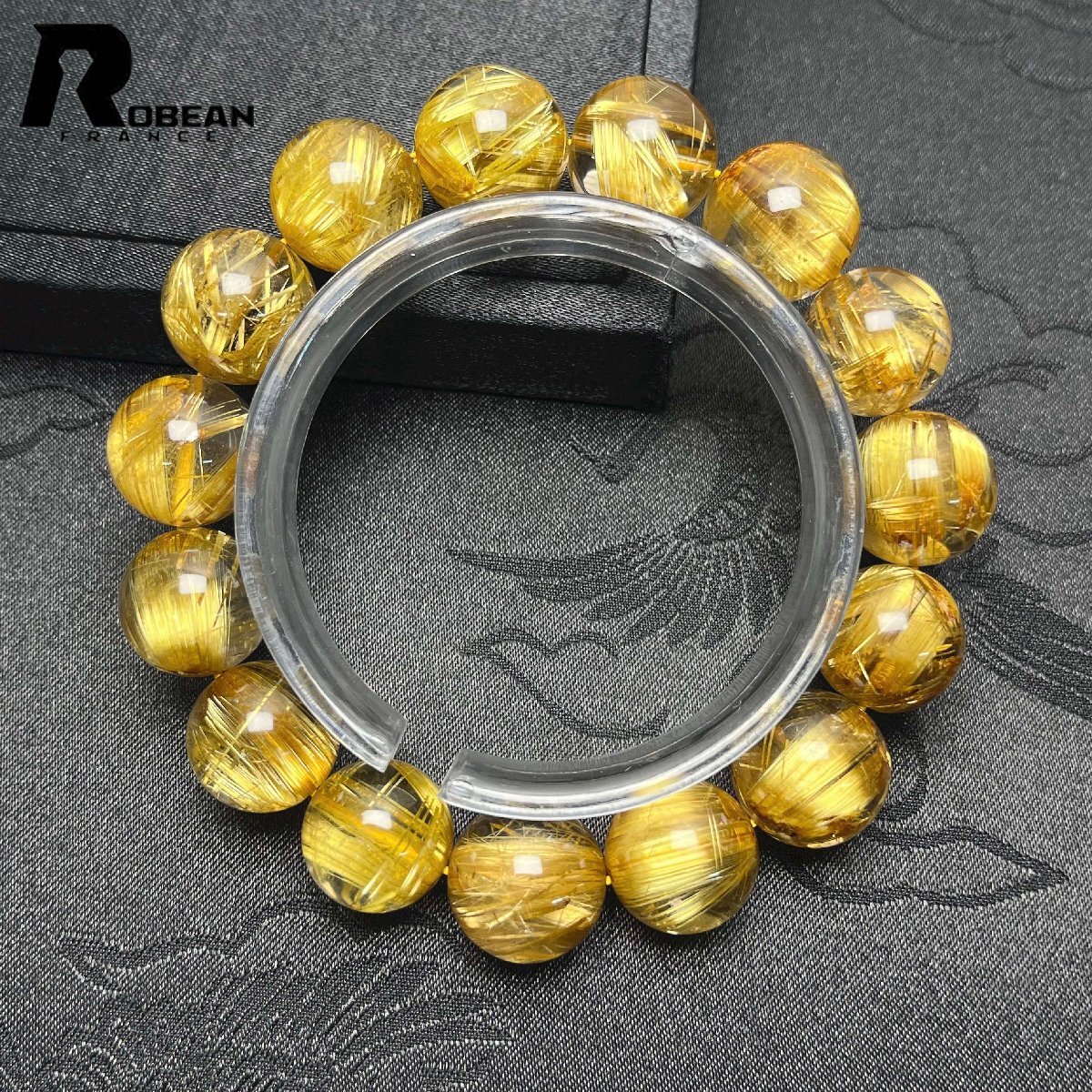 上品 EU製 定価697万円★ROBEAN・極!極満針ルチルクォーツ★猫目 ブレスレット パワーストーン 天然石 金運 お守り 14.8-15.7mm D0401768拍卖
